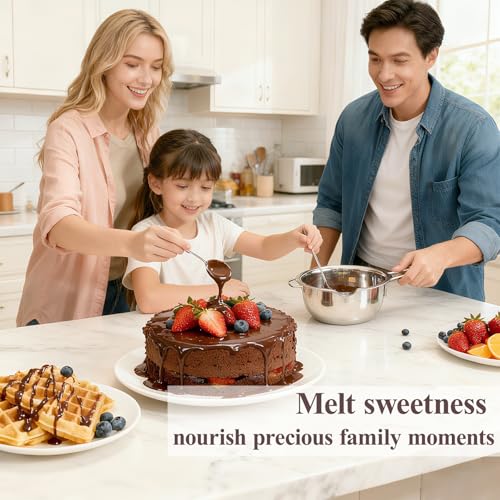 ONKO 480ml Stainless Steel Double Boiler,Chocolate Melter Bowl,Bain Marie Pot for Chocolate,Butter Melting and Soap,Candle,Candy Making