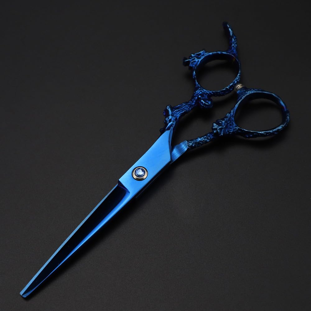 Haarschneideschere, 6 Zoll, Professionelle Japanische 440C-Schere, Blaue Drachen-Haarschere, Effilierschere Für Den Haarschnitt, Friseurschere