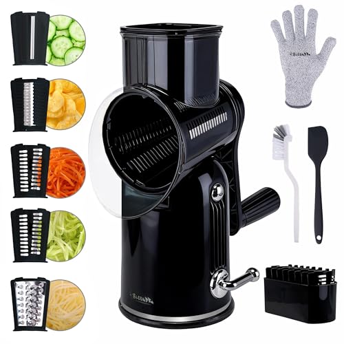 SLEEKDR 5 in 1 Rotary Cheese Grater Vegetable Slicer with
