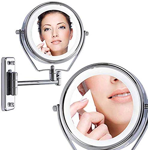 Miroir de maquillage mural 6 pouces avec grossissement 7x et bras extensible pliant - 2