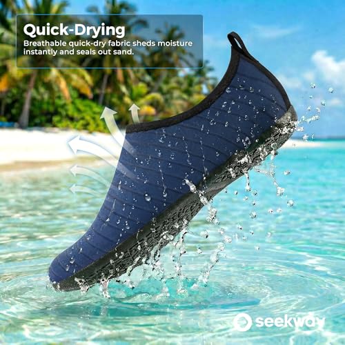 Image of SEEKWAY Water Shoes Women Men Adult Quick-Dry Aqua Socks Barefoot Non Slip for Beach Swim River Pool Lake surf Black SK002(U)