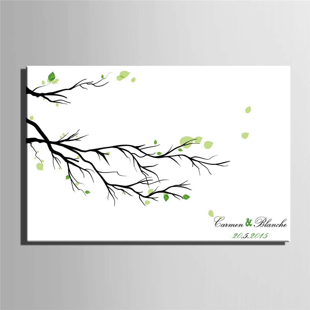 Árbol de la boda DIY Firma Libros de Invitados Aniversario Ceremonia de Regalo Fiesta Huella digital Decorativa Pintura de la Lona Decoración Del Hogar Sin Marco,80 * 120cm