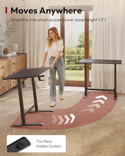 Image of SANODESK Mobile Workstation Standing Desk with Gas-Spring Lift, Rolling Desk 32x20''Adjustable Height, One-Piece Desktop Workstation,Walking Pad & Treadmill Compatible, Portable Home Office