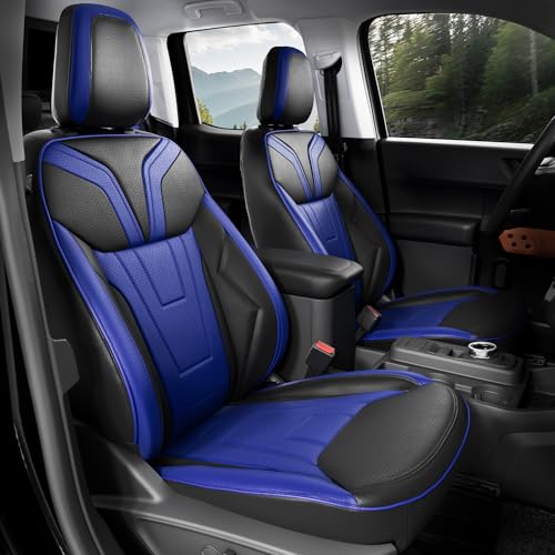FEINEPRO for Ford Maverick Seat Covers XL XLT Lariat Lobo Tremor 2022 2023 2024 2025 2026 Custom Fit Luxury Car Seat Cover Full Set Waterproof Car Interior Accessories Protectors Black Blue