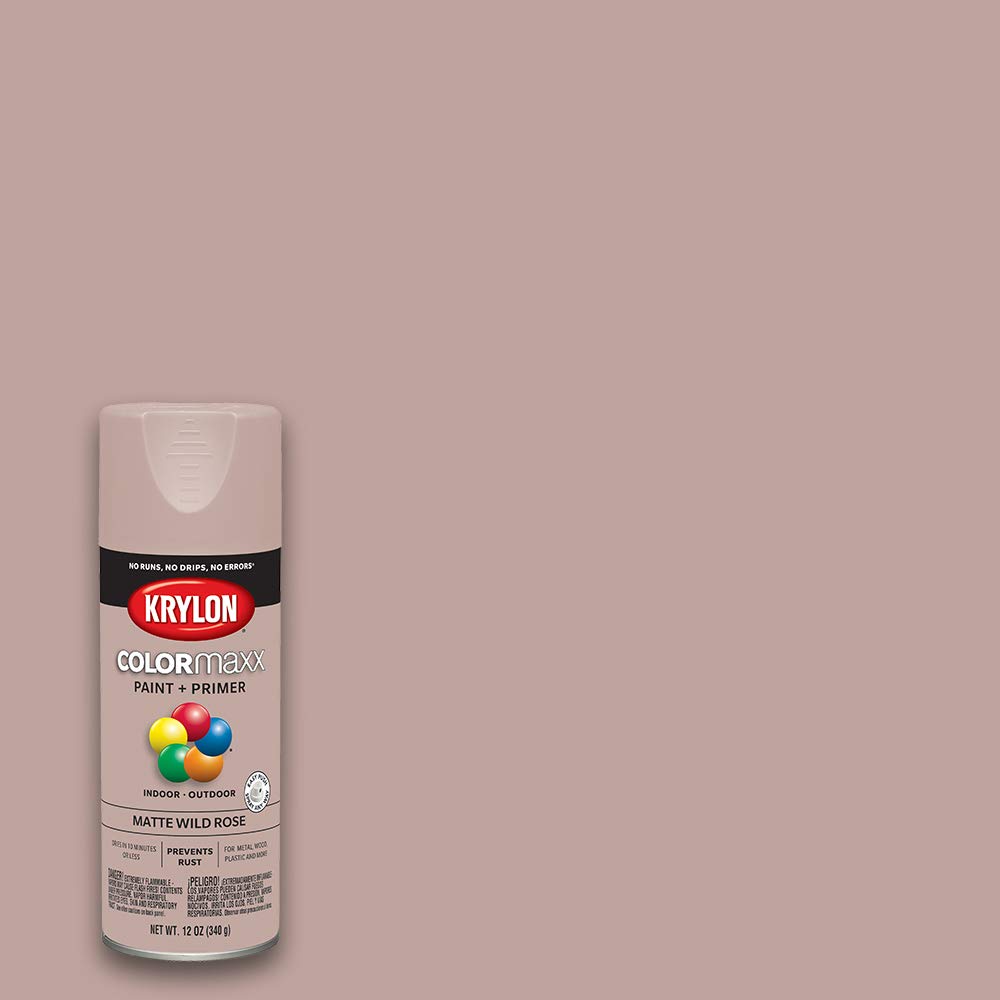 Krylon K05601007 COLORmaxx Spray Paint and Primer for Indoor/Outdoor Use, Matte Wild Rose