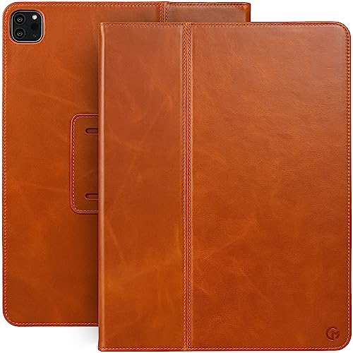 Casemade Real Leather Case Compatible with iPad Pro 13 M5 (2025)/M4 (2024) - Full-Grain Leather Cover Auto Sleep/Wake Dual Stand Position (Tan)