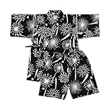 [こどもじかん] 甚平 男の子 キッズ おしゃれ 子供 部屋着 子供服 パジャマ 花火大会 子供用 夏祭り コットン 日本製生地 海外土産 XYZ(男花火ブラック 130cm)