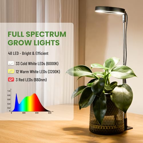 LBW Grow Light for Indoor Plants, Full Spectrum Plant Grow Light with Base, Height Adjustable Plant Growing Lamp with Au - Additional View
