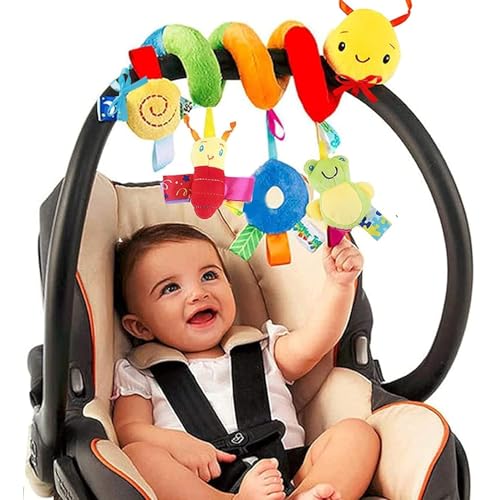 Image of FPVERA Spiral Car Seat Toys - Baby Sensory Soft Plush Hanging Toys for 0-12 Months Stroller Crib Accessories, Essentials for Expecting Moms & Baby Shower Registry Gift