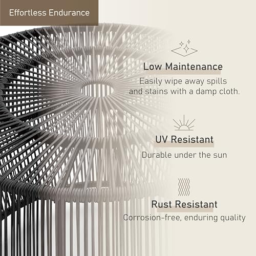 Muse & Lounge Co. ML1LB05-03 Ysar Boho Rattan Round Coffee Table Outdoor With Metal Frame, All-Weather And Rust Resistant, Handcrafted Coastal Furniture For Patio thumb #5