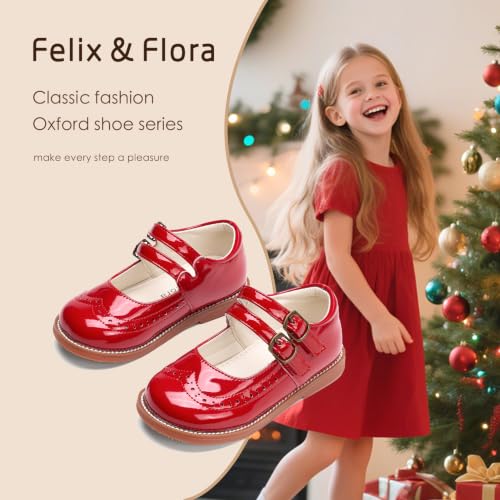 Image of Felix & Flora Toddler Girl Mary Jane Dress Shoes - School Oxford Flats for Girl Party Shoes.