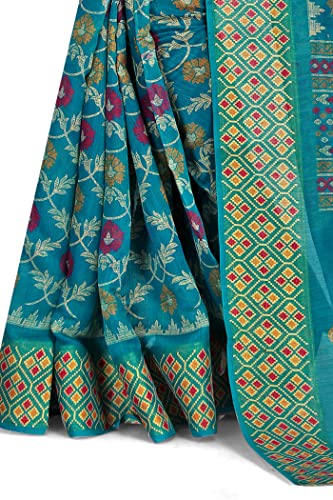 Image of MIRCHI FASHION Women's Cotton Blend Kalamkari Printed Saree with Blouse Piece