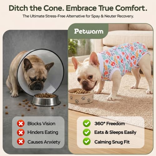 Image of PetWarm Dog Surgery Suit, Dog Surgical Recovery Suit, E Collar Alternative for Dogs After Surgery, Abdominal Wounds Bandages Female Male Onesie for Dogs Spay Neuter, White, L