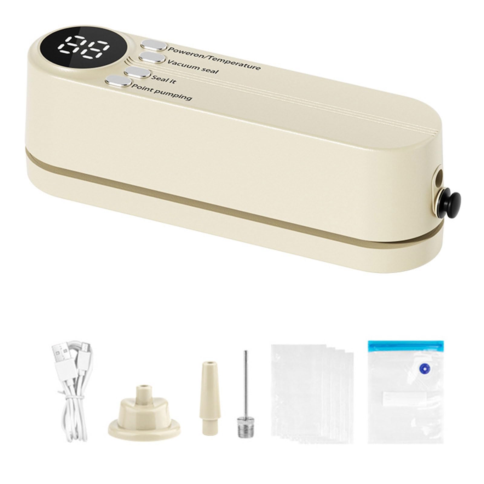 Vlhpnpe Creamy White Multifunctional Vacuum Sealer For Busy Households Automatic Sealing Easy Operations Compact Design For Small Kitchens Portable Vacuum Sealer