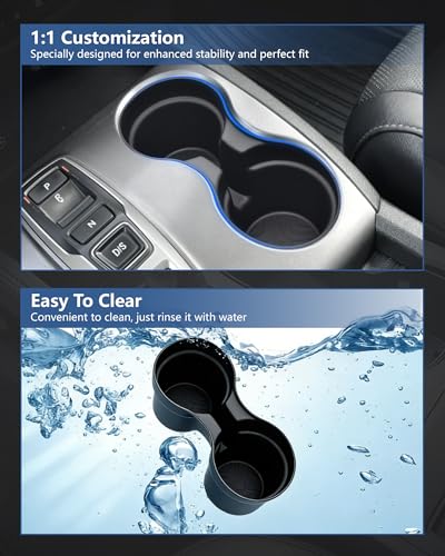 Image of Cup Holder Inserts for Honda Pilot 2016-2022| Ridgeline 2017-2023| Passport 2019-2023 Accessories, Non-Slip TPE Center Console Protector to Prevent Spills & Scratches