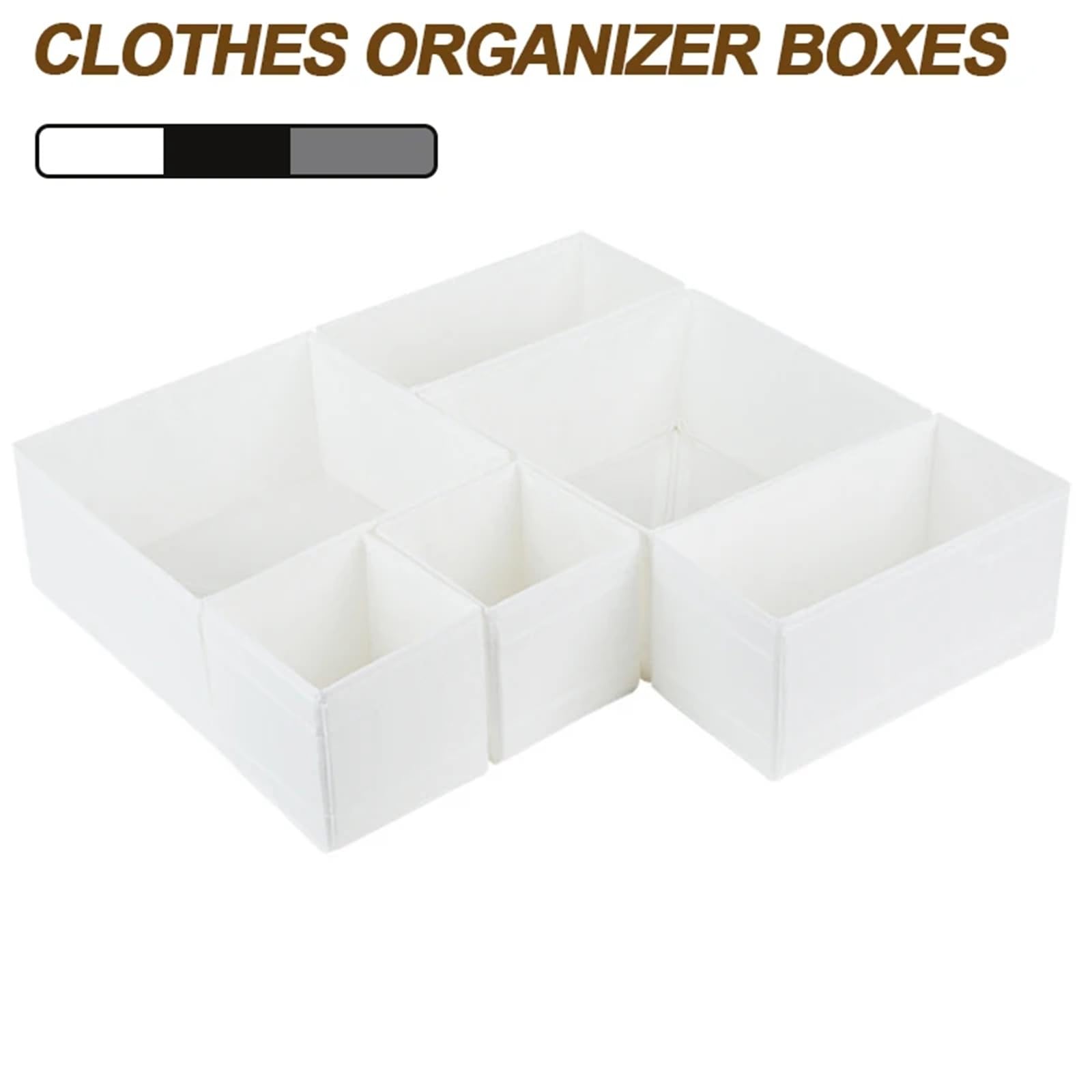 Caja organizadora de ropa, cajones con compartimentos for armario, ropa interior plegable, contenedores de almacenamiento for calcetines, 3/6 Uds.(6PCS Gray Set)