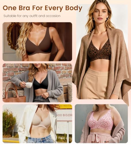 Ausppli Womens Wireless Jelly Bras Seamless Deep V Comfortable Bra Nude - image 6
