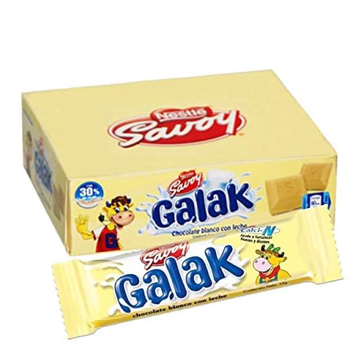 GALAK Chocolate Blanco con Leche / White Chocolate with Milk, 12 und x 30 gr c/u / 12 bars x 1.06 Oz each