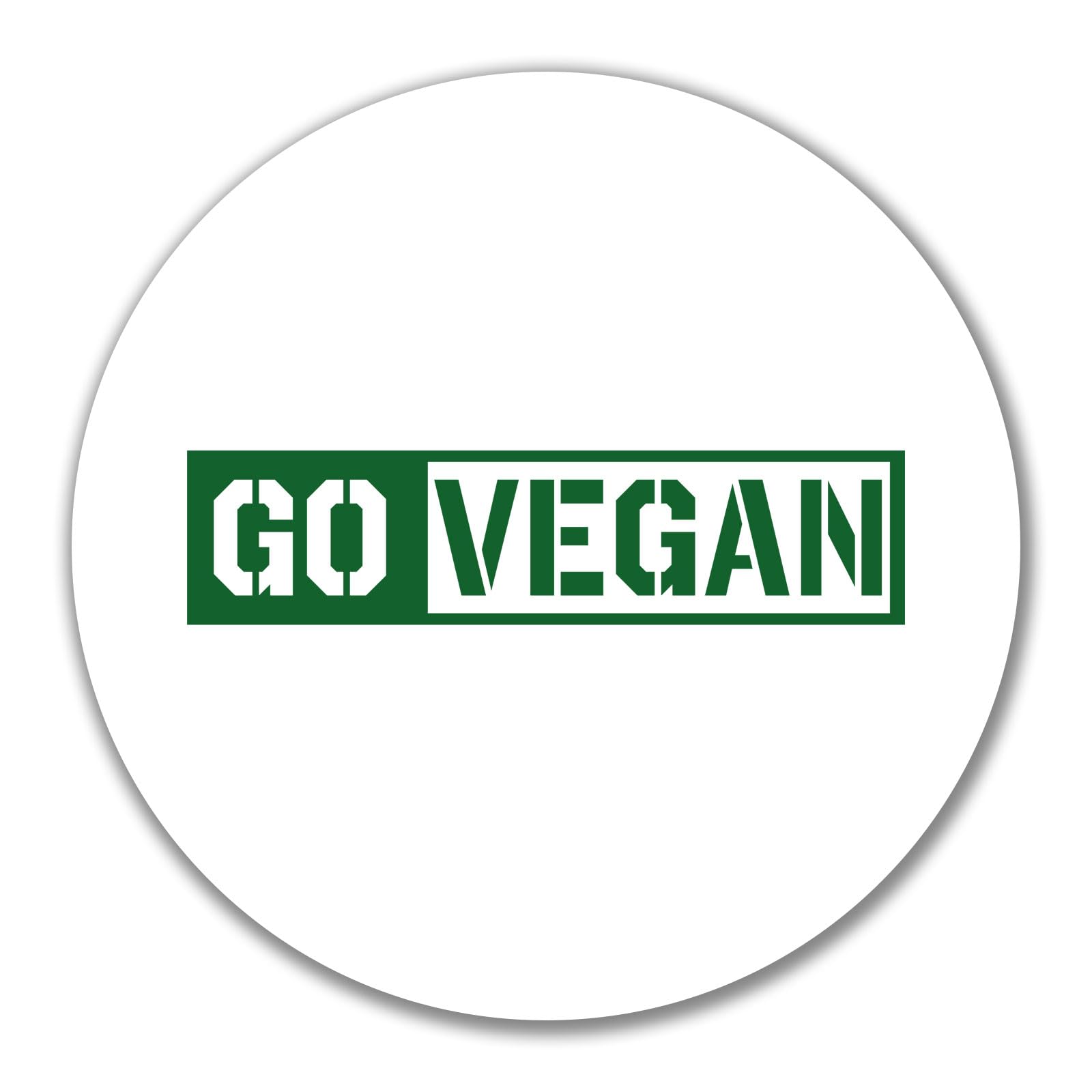 Huuraa Go Vegan Sticker Go Vegan Dekosticker mit 10 cm Durchmesser