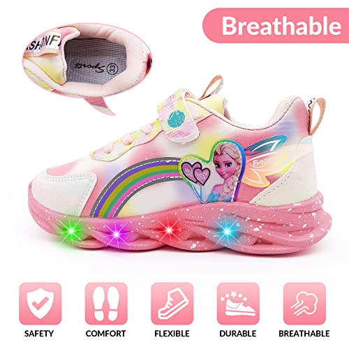 Yaowuquan Cartoon Movie Princess Girls Casual Shoes Led Light Up Sneakerssnow Princess Shoes Baby Toddler Shoes Girl Birthday Present (1,Pink) #TOP1