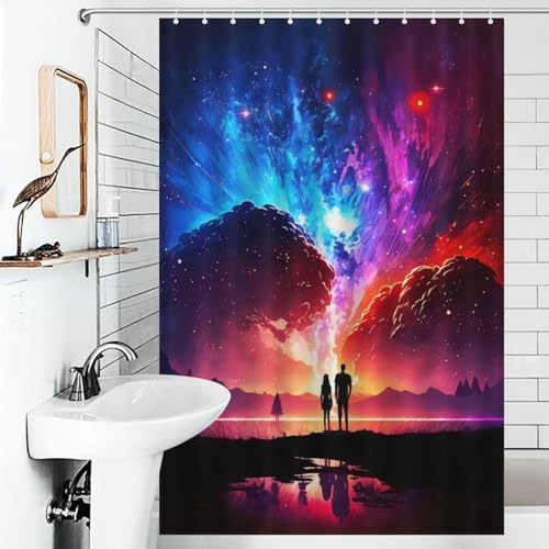 Rideau de douche galaxie couple rideau de baignoire 122x183