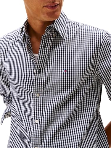 Tommy Hilfiger Herren Hemd Poplin Gingham Freizeithemd, Mehrfarbig (Black/Check), XXL – Ansicht 4