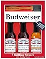 Budweiser BBQ Sauce Variety Pack - Grilling Sauce Gift Set with Basting Brush Perfect for Barbeques and Marinades - 3 x 6 oz