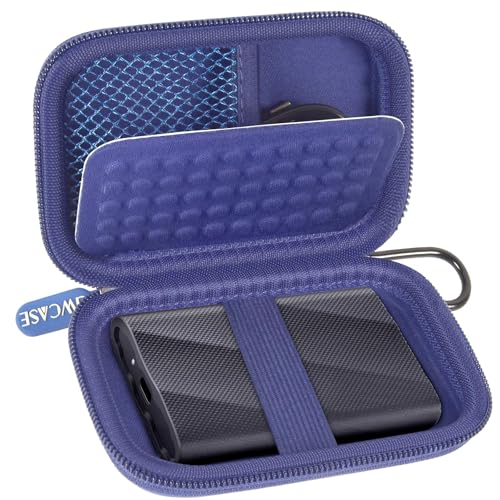 Case Compatible with Samsung T9/ T7/ T7 Shield Portable SSD 1TB 2TB 4TB External Hard Drive, Storage Travel Carrying Holder Organizer for Solid State Drives & USB Cable (Box Only)-Blue