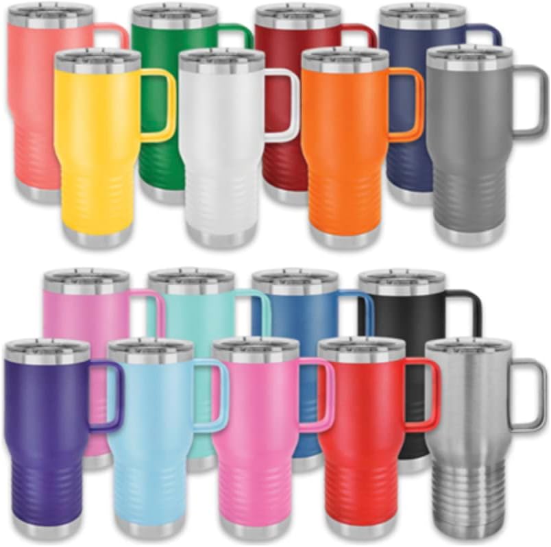 Patriotic White 20 oz. Polar Camel Travel Mug, Vacuum Insulated Double Wall Tumbler With Slider Lid & Handle, Laser Engraved With Lady Liberty. Perfect For Coffee & Travel! - Image 5