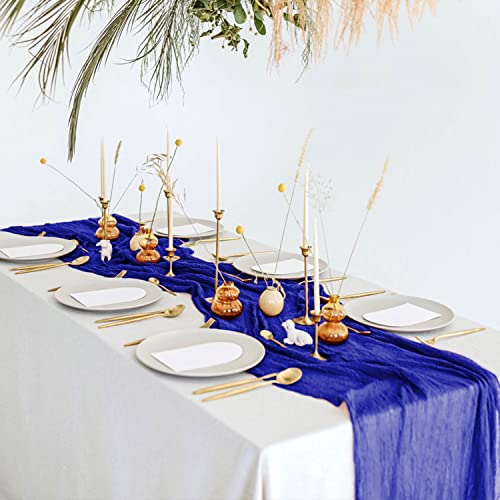 Modfuns 12 Packs Cheesecloth Gauze Table Runner Royal Blue Wedding Table Runners 36" X10Ft Boho Cotton Fabric Runners For Wedding Party Vintage Sheer Cheese Table Cloth Picnic Dining Table Cover #TOP4