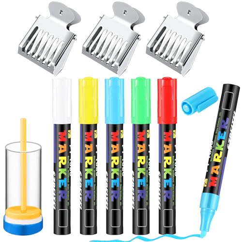 Qualirey 9 Pieces Queen Bee Marking Kit Including 5 Color Queen Marker Pens 1 Marking Bottle 3 Mark Clips for Beekeeping Supplies Beekeeper Marker Tools (Blue)