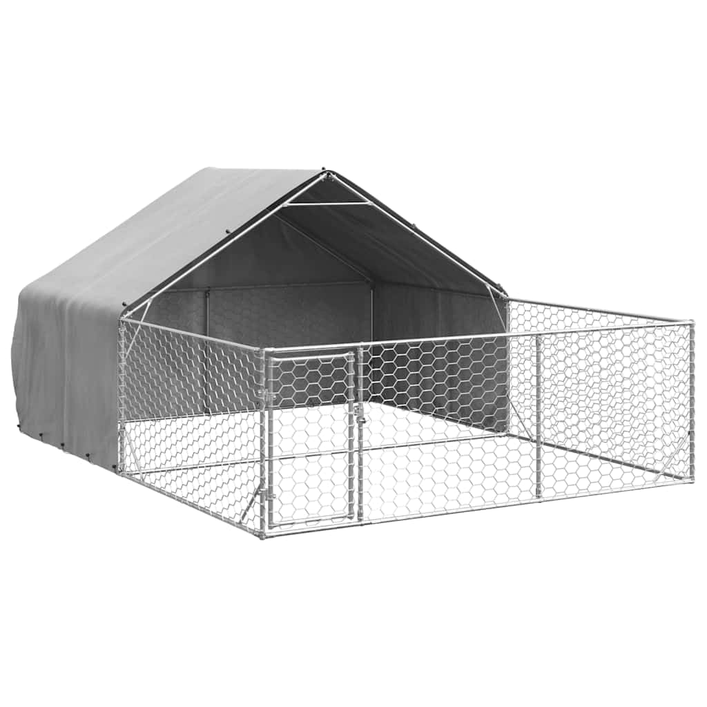 Rantry Cuccia per Cani da Esterno con Recinto 4x3x1,9m Acciaio Zincato, Gabbia Cane Gabbia per Cani da Interno Kennel per Cani Gabbie per Cani Recinto per Cani da Esterno