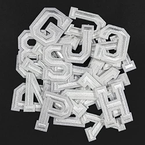 52 PCS 2" Iron-On Letter Patches by A-Z Alphabet Appliques, 2 Set Letter Patches for Clothing, DIY Craft, EJ-2018 (White)