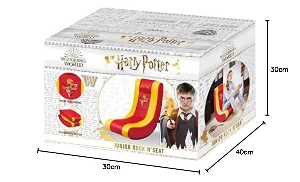 Subsonic – Fauteuil à Bascule Gaming Harry Potter – Rocking Chair Ergonomique sous Licence Officielle - Similicuir Rouge et Jaune avec Broderies - Pouf Gamer de Salon ou Chambre