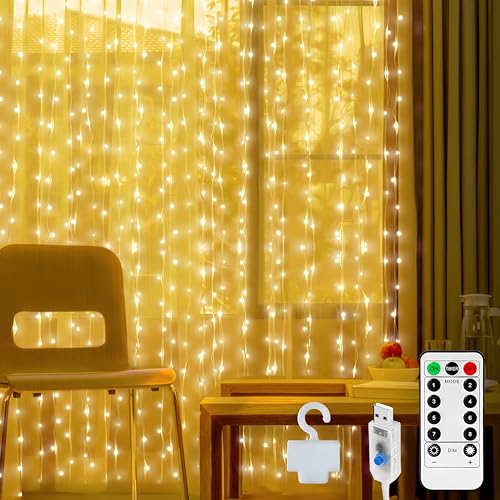 Luthando Lichtervorhang innen, 3x2M 200 LEDS USB Lichterkettenvorhang,...