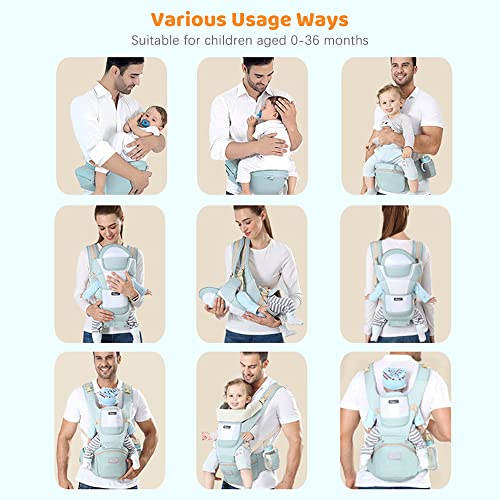 Porta-bebês respirável multifuncional com assento de quadril apoio lombar banco de cintura para 0-36
