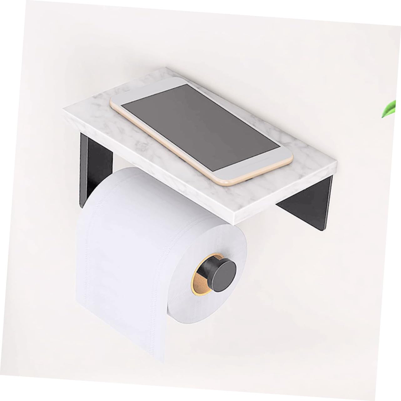 Portarrollos Almacenamiento Creativo de Papel Higiénico de Acero Inoxidable y Moderno y Mármol Blanco Soporte Resistente para Baño y Cocina