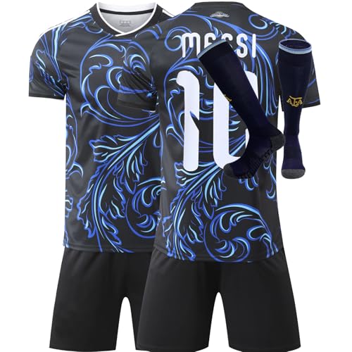 Mikalay Neu Leo #10 Auswärts Kinder Fußball Trikot/Shorts/Socken für Kinder Jugendgrößen (Auswärts,28)