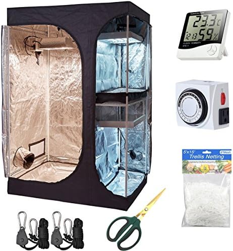 Hydro Plus Indoor Grow Kit 48''x36''x72'' Grow Tent Kit 2-in-1 Indoor Plants Growing Dark Room Non Toxic Hut + Hydroponics Growing Setup Accessories(48''x36''x72'' Tent Kit)