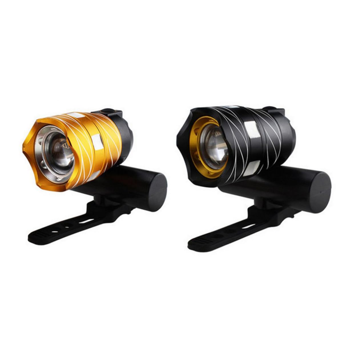 GRIRIW Mountain Bike Headlight Flashlight for Night Riding Mounts for Handlebars and Helmets Compact Design for Versatile Use Golden Color