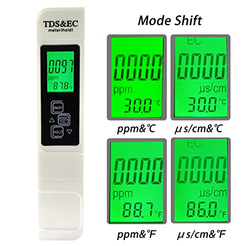 4 in 1 tds ph Meter,EC Temperature Meter, PPM Meters,TDS Water Tester for tap Drinking Water,Digital PH Pen lab pH Tester for Water hydroponics Aquarium Pools Spas
