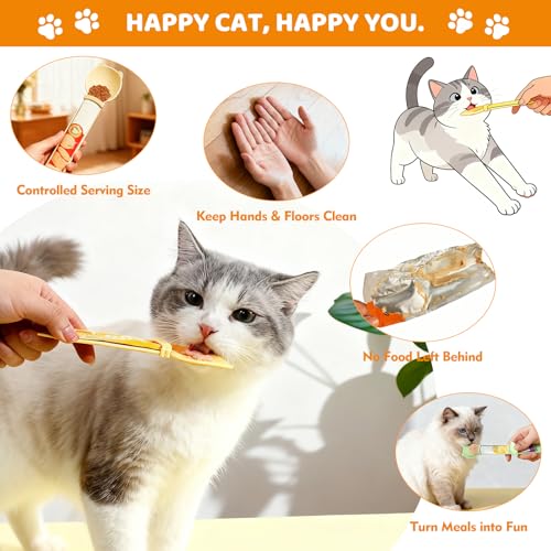 Cat Treat Spoon, 3PCS Multifunctional Lickable Cat Treat Spoon Squeeze, Essential Tool for Cats Treats with Wet Food and Liquid Snacks, in Yellow Green Pink - Image 5