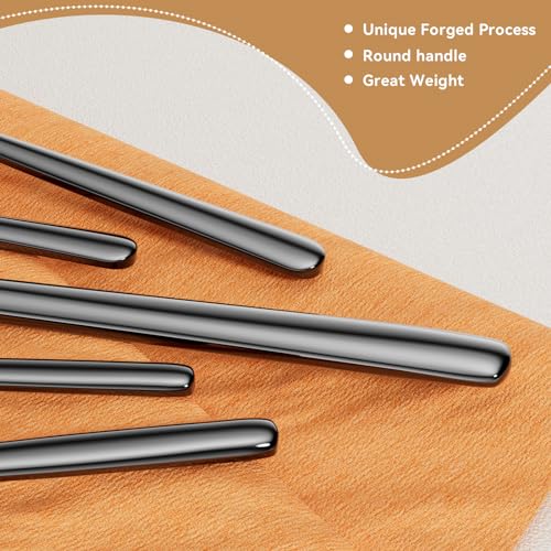 Oval-Black-20-Piece-Silverware-Set-Forged-Stainless-Steel-Flatware-Set-with-American-Design-Modern-Cutlery-Set-Service-for-4-Dishwasher-Safe Oval Black 20 Piece Silverware Set Forged Stainless Steel Flatware Set with American Design Modern Cutlery Set Service for 4 Dishwasher Safe