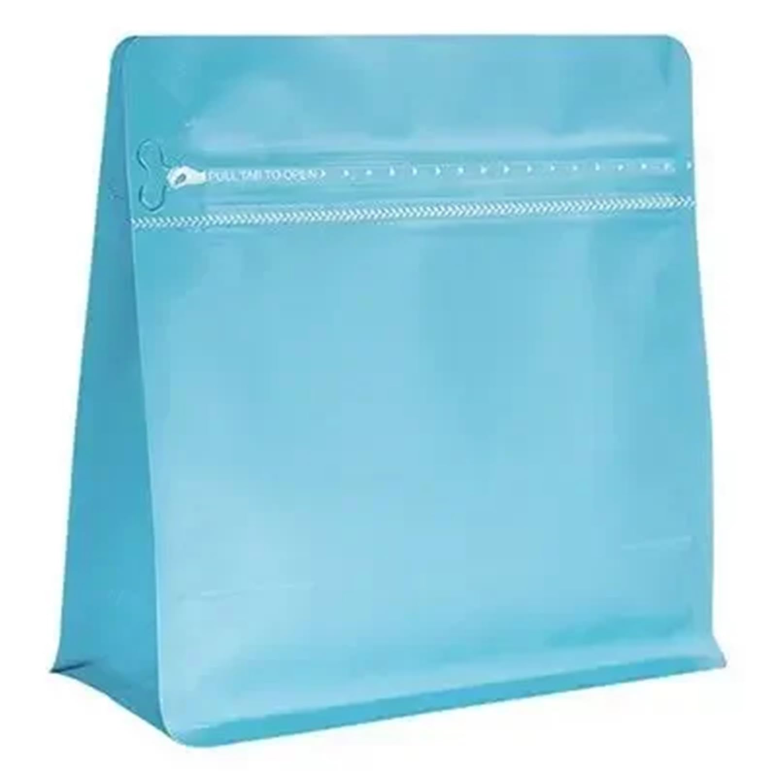 Coffee Bags With Valve 50pcs Heat Sealable Matt Mylar Aluminum Foil Pouches Flat Bottom Ziplock Tea Ground Coffee Valve Packaging Bag(Blue,With valve 150g)