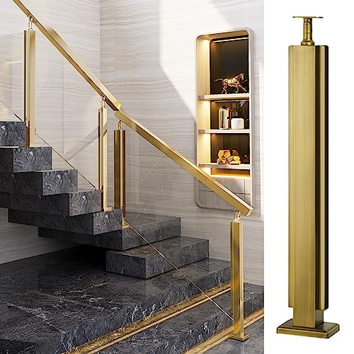 Poteau de garde-corps doré en acier inoxydable 145cm pour verre