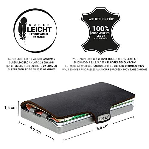 I-CLIP Original Cardholder with Moneyclip - Smooth Leather Slim Wallet - Leather Wallet - Premium Wallet - Cardholder - Soft Touch Black2