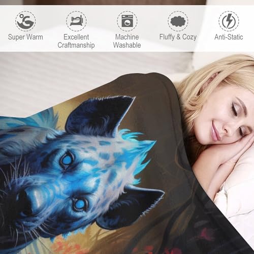 Manta para cama y sofá Hyena de franela suave con felpa y forro polar de 130x180 6