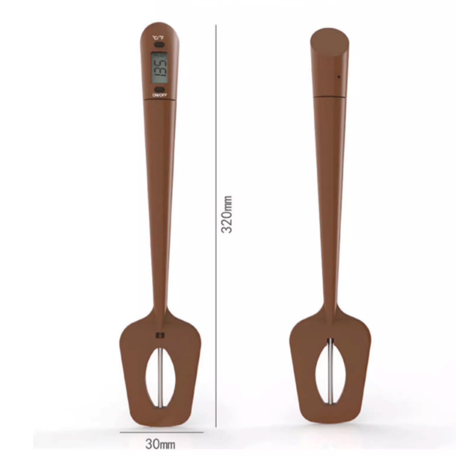 KRILLIQ Termómetro agitador para Hornear, espátula de Silicona para Cocina, termómetro electrónico de Color café para Temperatura de Aceite de Barbacoa de Chocolate