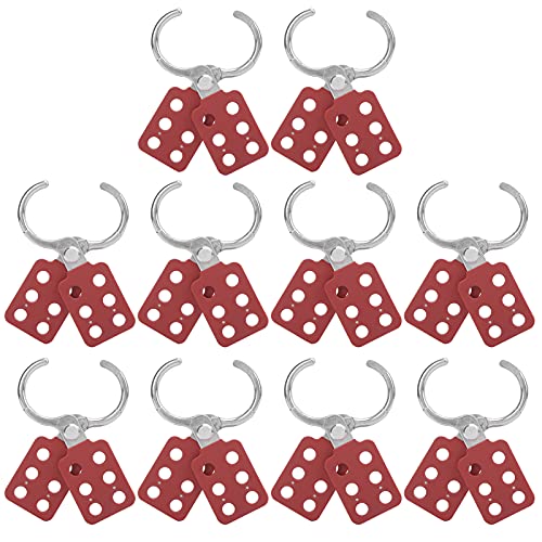 Image of LIZEALUCKY 10pcs Lockout Tagout Hasp, Safety Aluminium Insulation Padlock Hasp for Multiple Management, Insulated Lock Hasp with 6 Holes Interlock, 1.5 inch Inside Jaw Diameter