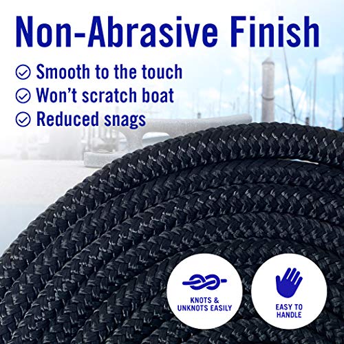 Image of Dock Lines for Boats 3 /8 inch x 15ft, 2 Pack Double Braided Nylon Boat Rope